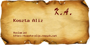Koszta Aliz névjegykártya